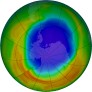 Antarctic ozone map for 2025-10-13